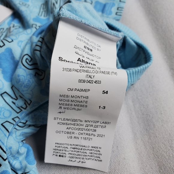 NWT$200 Moschino Baby Boys Blue Logo Romper Sz 1-3 Month - Picture 5 of 11